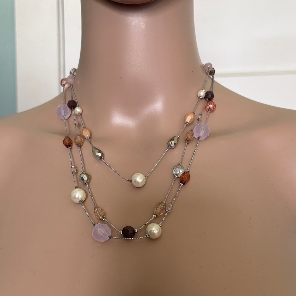 Lia Sophia Women’s Elegant Multistrand Pink and Cream Bead Necklace